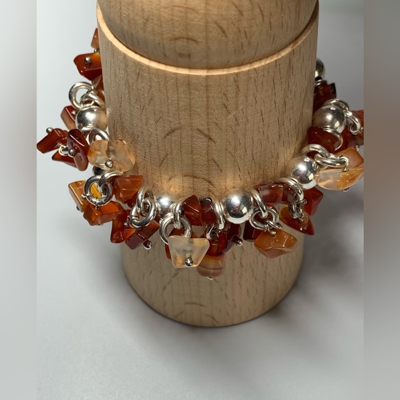 Silpada Very Rare Sterling Silver & Carnelian Bead ChaCha Stretch Bracelet - Picture 12 of 15